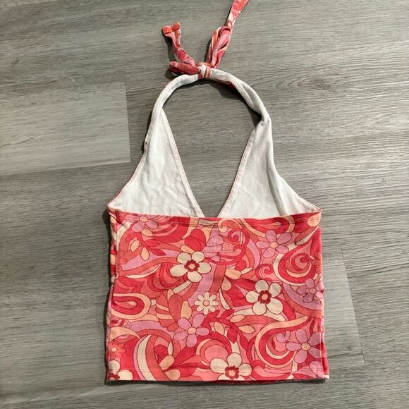 Hollister Pink Retro 70’s Floral Halter Top Size XS - Picture 4 of 7